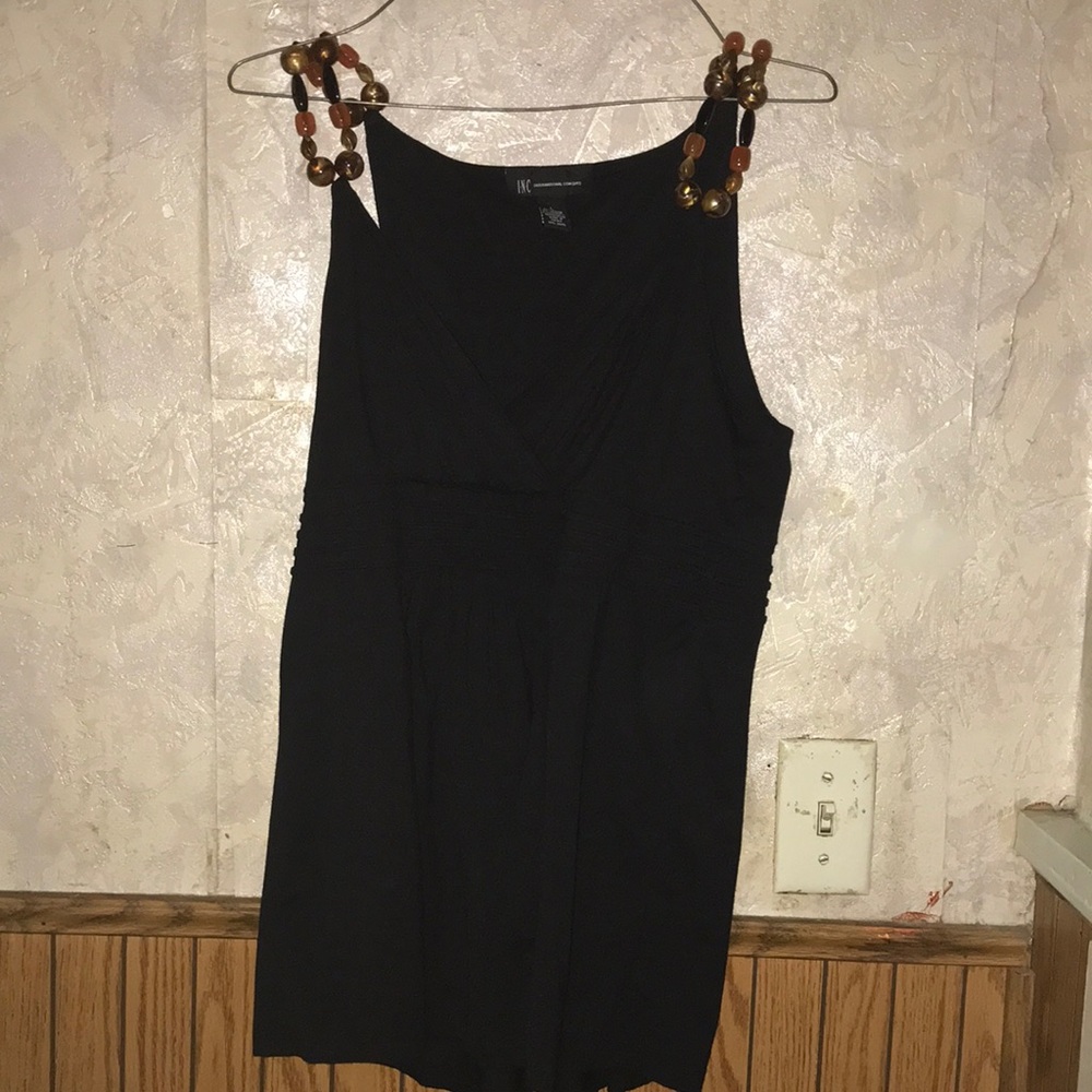 4/$10🌻🌻Really cool black INC tank top with beaded straps